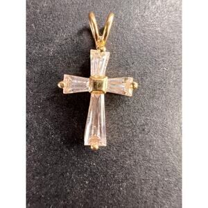 14k gold CZ cross pendant